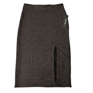 Haute Monde Black and Gold Striped Pencil Skirt With Side Slit Size Small Womens